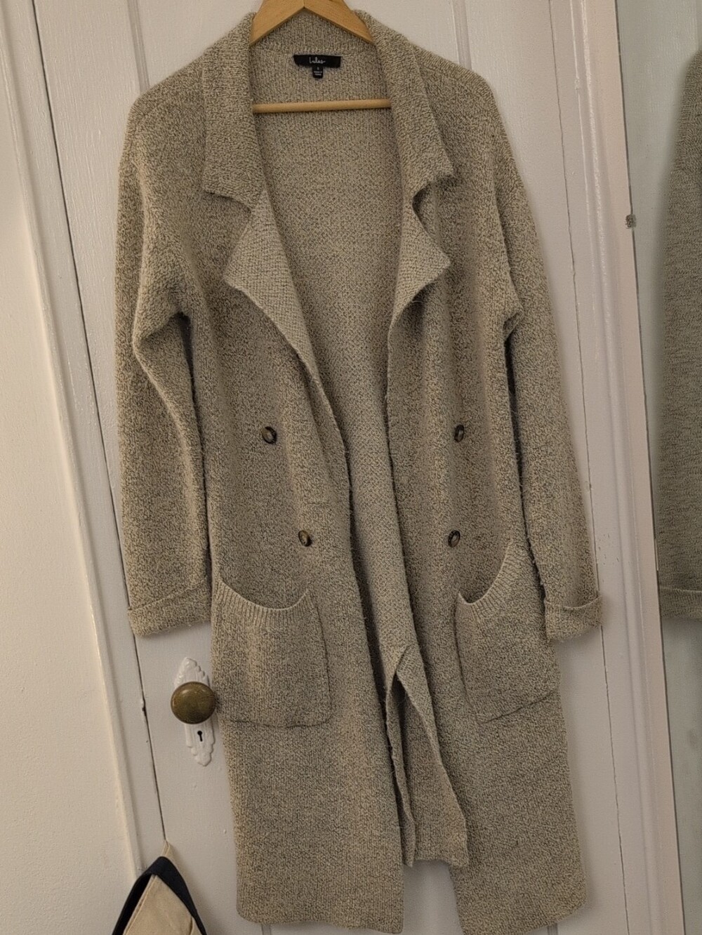 Lulus Long Open-Front Cardigan in Beige
